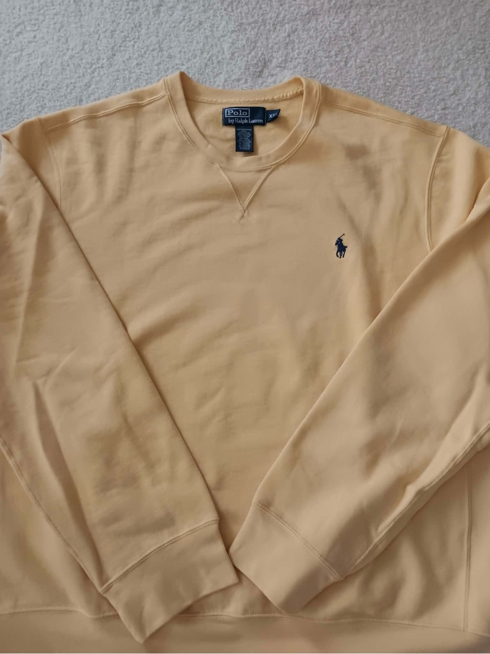 Polo by Ralph Lauren Pale Yellow Crewneck Sweater with Navy logo